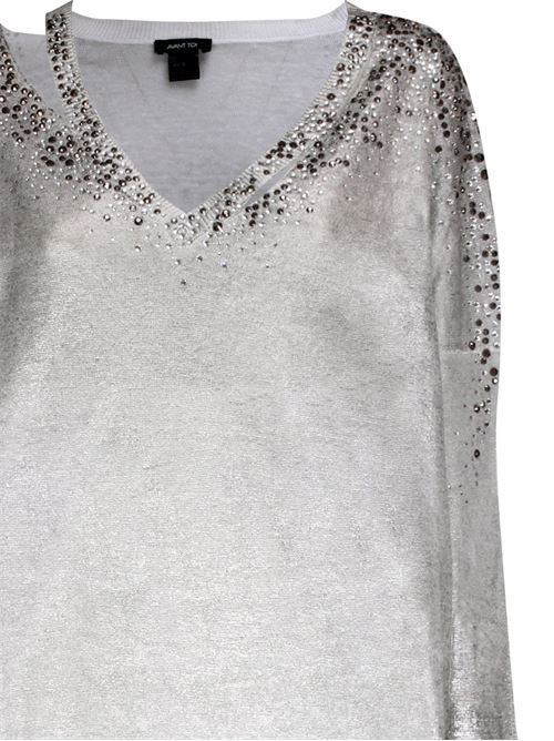 Silver-tone linen-cotton woman knitwear Avant Toi | 224SD1831LCAVLB-HV00062